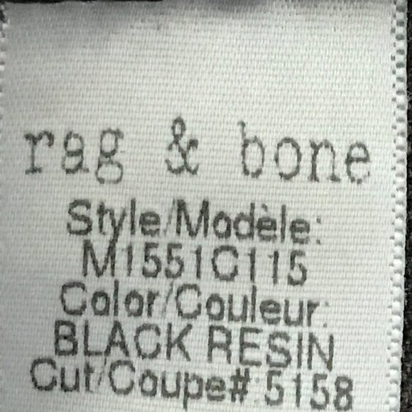 Rag & Bone RB15x Tailored Workwear Jeans Men 31x25 Black Mid Rise Button Fly - Picture 11 of 12